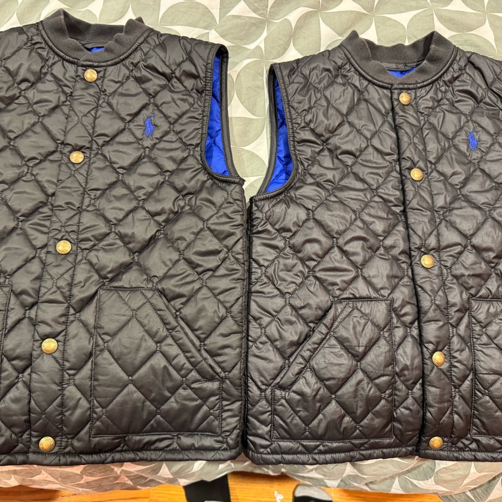 Polo Ralph Lauren Black Quilted Vest with Blue Lining